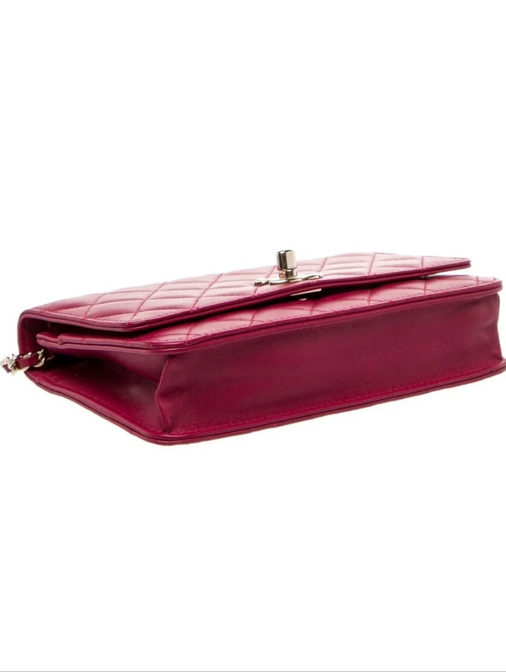 Chanel Bag WOC Red/Burgundy  Lambskin Trendy CC Quilted Logo Gold Hardware RARE